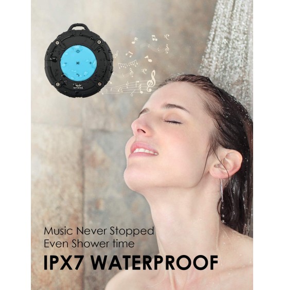 SKYWING Soundace S8 5W Shower Speaker Waterproof IPX7 Bluetooth Speaker with Suction Cup &amp; Hook, 12H Playtime, Premium Portable Wireless Speaker for iPhone Phone Tablet Shower Beach Pool