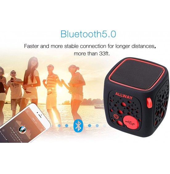 Small Bluetooth Speaker,ALLWAY Ultra Compact Mini Portable Bluetooth Speakers with Loud Stereo Sound,Rich bass,TF Card Port,164 Feet Bluetooth 5.0 Range for Laptop,iPhone,Echo,Car and More